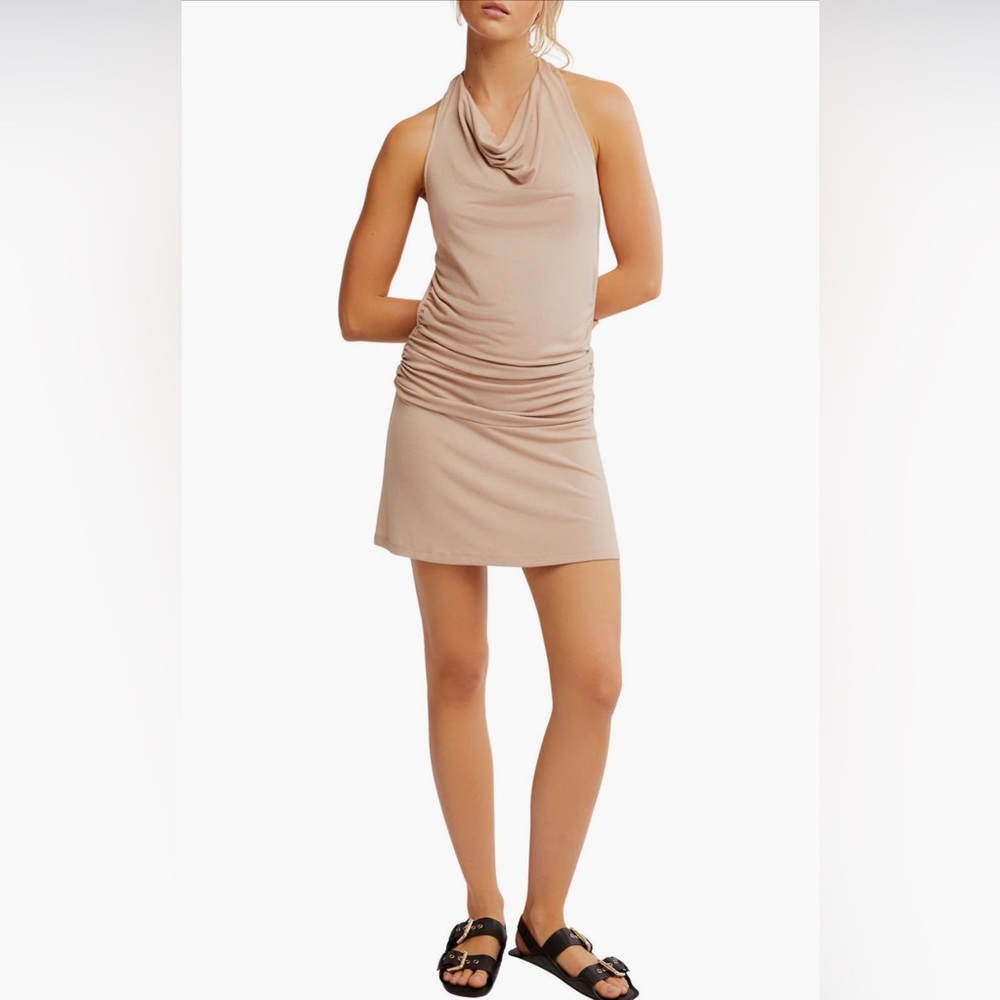 Free People Halter Mini Dress in Beige